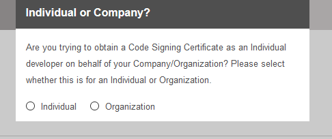 代码签名证书类型