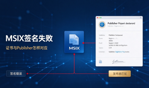 MSIX签名失败，代码签名证书与Publisher怎样对应